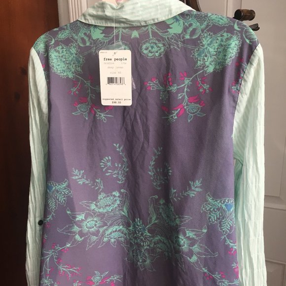 Free People Mixed Media Blouse NWT - Picture 1 of 16